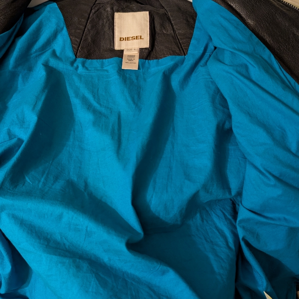 Diesel Men's Black Leather Jacket size large - Picture 7 of 10